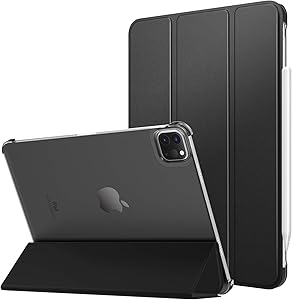 MoKo Case Fit iPad Pro 12.9 Inch Case 2021(5th Gen), [Support Apple Pencil Charging] Ultra Slim Translucent Hard Back Shell Protective Smart Cover Fit iPad Pro 12.9