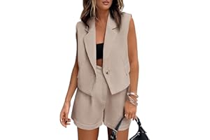 KIRUNDO 2 Piece Sets for Women Summer Outfits Business Casual Vest and Shorts Set Lightweight Sleeveless Matching Clothes