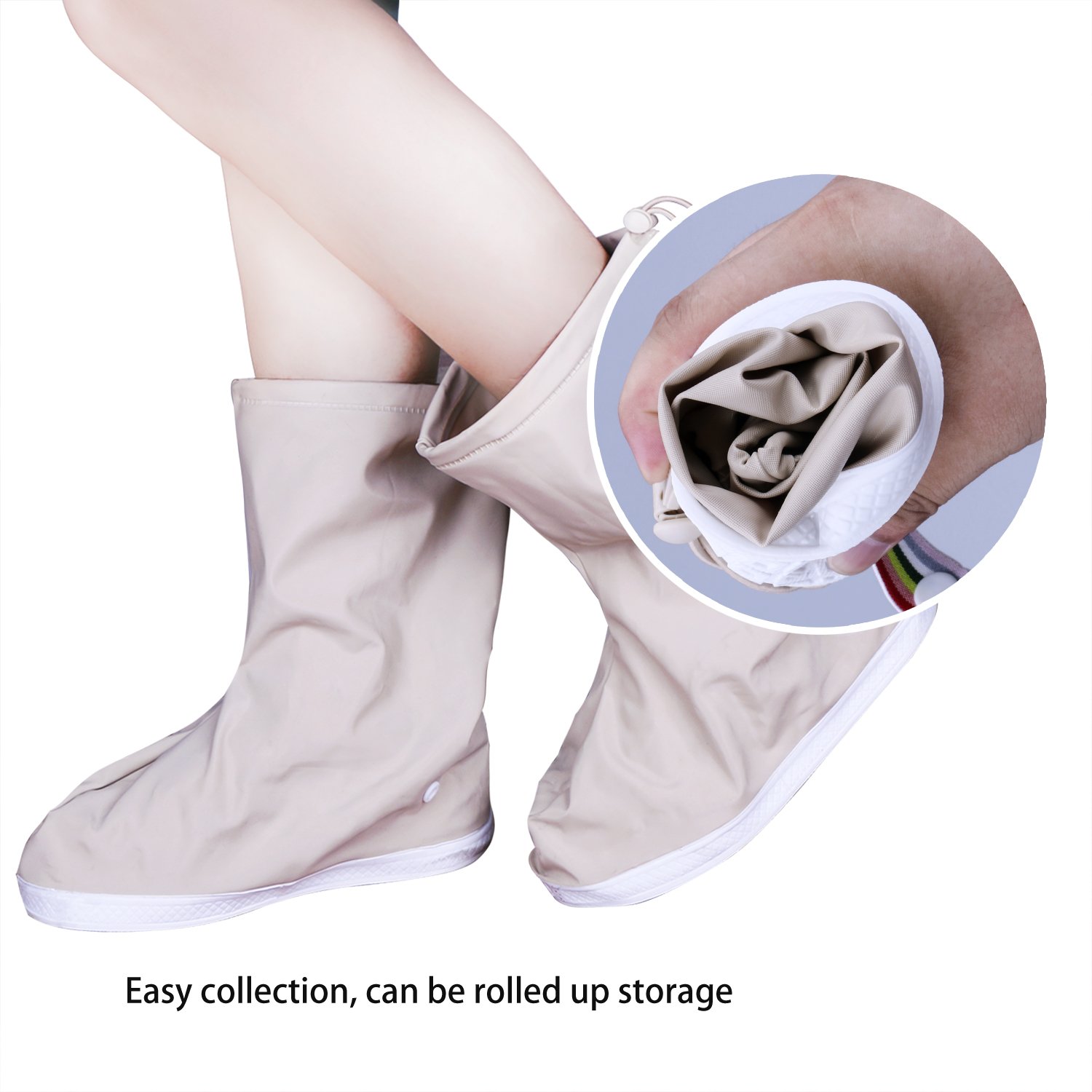 Rain Shoe cover, Rain Boot Waterproof with Velcro and Adjustable Tied Rope Defend for Rain, Snow, Mud