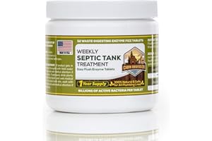 SEPTIC TREATMENT BY CABIN OBSESSION 52 Weekly Septic Tank Treatment Fizz Tablets – Easy Flush Bio Toilet Tabs with Billions of Active Bacteria per Tablet – 1 Year Supply - 100% Natural & Safe for All Plumbing & Drain Lines…