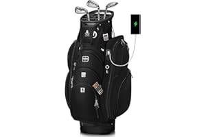 Vancropak Golf Cart Bag, Golf Gifts for Men with 15 Way Divider Top, USB Charging Port, Waterproof Protective Rain Cover, Shoe Compartment, Cooler Pocket, Tracker Slot, Umbrella Holder, Golfer Gifts