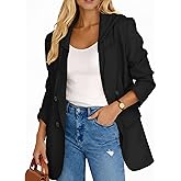 Mina Self 2026 Women's Spring Hooded Blazer Jacket - Double-Breasted Oversize Loose Fully-Lined Work Office Suit with Pockets