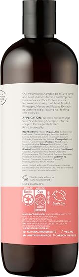 Sukin Volumising Shampoo 500ml - Plant Extracts, Rice Protein, Vitamin E view 3