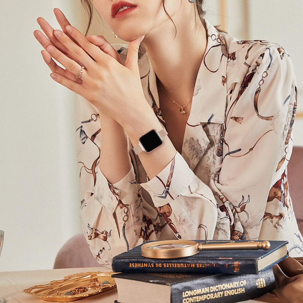ZXCASD Slim Watch Band Compatible with Apple Watch Band 38mm 40mm 42mm 44mm for Women Girls, Stainless Steel Mesh Strap Replacement for iWatch SE iwatch Series 6/5/4/3/2/1 (Rose Gold, 38mm 40mm)