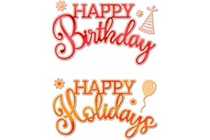 XMZZMX Happy Birthday Holiday Word Metal Cutting Dies for Card Making, Paper Embossing Die Cuts Kit Templates, Storage Pockets Supplies, Photo Frame Album DIY Scrapbooking Stencils Sets