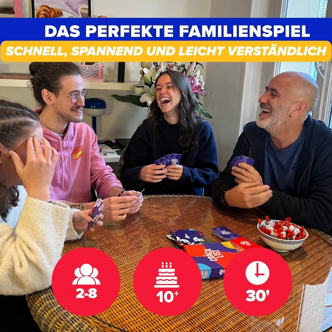 CRACK LIST – Stadt Land Fluss Kartenspiel | Lustiges Familienspiel für 2-8 Spieler | Gesellschaftsspiel ab 10 Jahren | Partyspiel für Erwachsene & Kinder | 30 Minuten | Deutsch 4