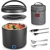 Carsolt Electric Lunch Box for Adults, 41-Ounce Portable Food Warmer, 100W Leakproof Heated Lunch Box with Insulated Bag Fork Spoon for Car/Truck/Home/Work, 12V/24V/110V