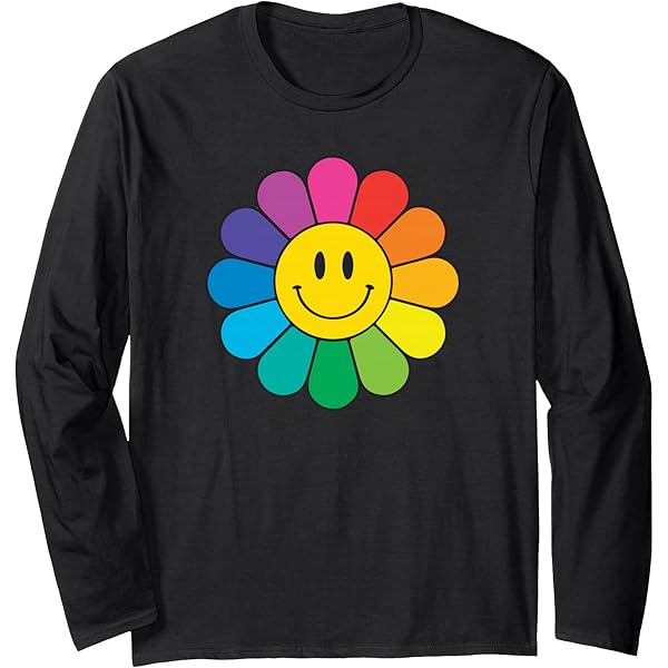Amazon.com: Happy Retro Rainbow Flower T-Shirt : Clothing, Shoes