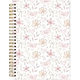 MOFUYU Floral Spiral Notebook for Women Girls, Cute Notebooks for Women Girls, Coquette Pink Bow Floral Journal A5, Gift for Women, Pretty Gift for Teen Girls Students