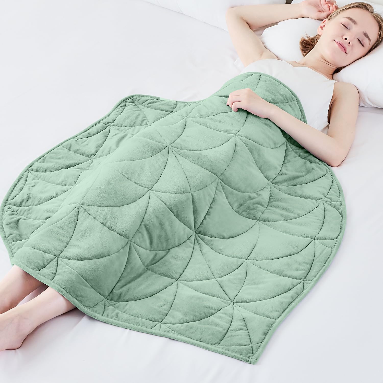 Photo 1 of Weighted Lap Blanket 7 lbs for Adults, Luxury Soft Small Weighted Blanket, Compact Portable Weighted Lap Pad for Relaxation, Sleeping, Travel, All-Season Use, Sage Green, 40" x 52"