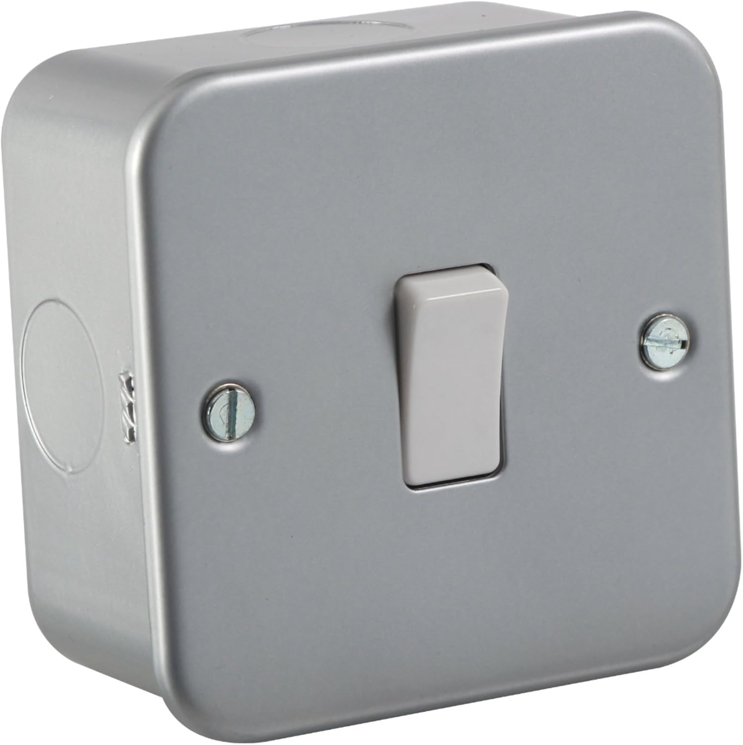 Knightsbridge M2000 Metal Clad 10A 1G 2 Way Light Switch, 230 V, Silver, Grey
