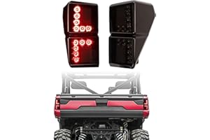 Raceast For Polaris Ranger Tail Lights Compatible 2024 Polaris Rangers 1000 XP Crew accessories 2019 2018-2025 tail light Rear Brake Stop Lights Replace #2413766 2413767 (Smoked Lens Tail Lights)