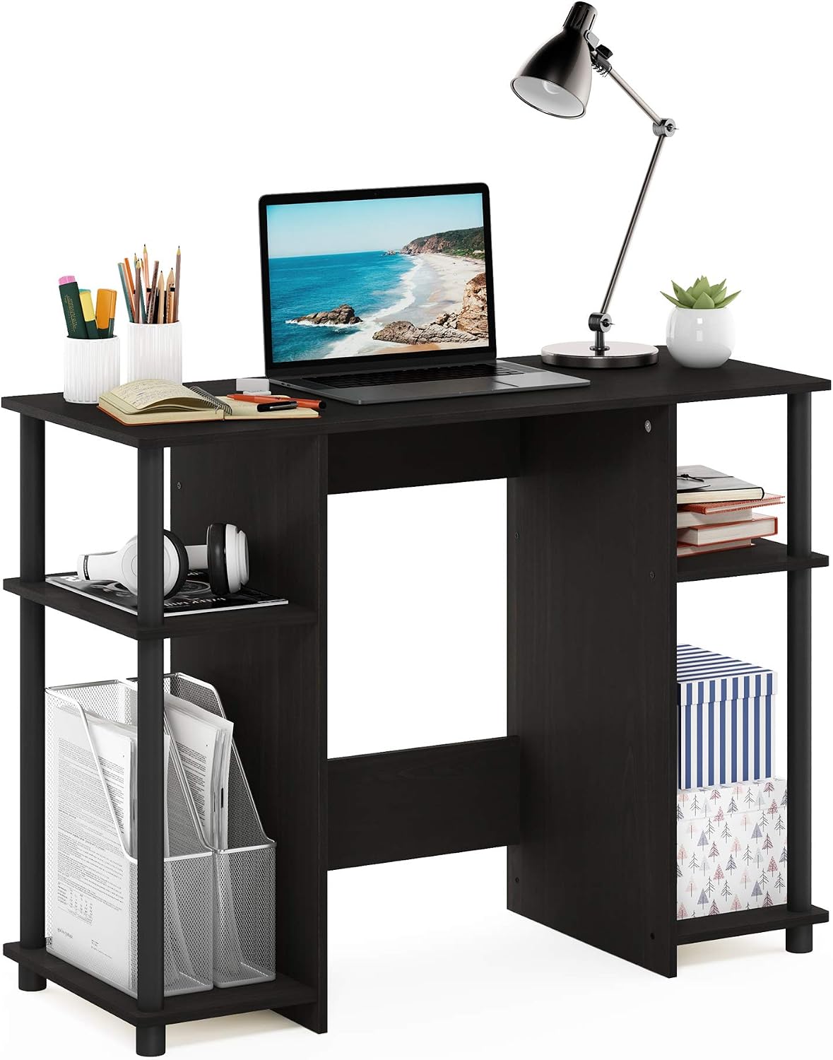 Furinno JAYA Compact Computer Desk, Writing Desk, Study Desk, Espresso, 97.5 (W) x 72.4 (H) x 39.6 (D) cm - Image 5