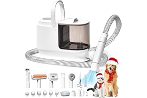 Bunfly Dog Hair Vacuum, Dog Grooming Kit, Pet Grooming Vacuum,13,000kPa Powerful Suction, 99% Hair Removal, 3.5L Capacity, 16 Pet Grooming Tools, Home Cleaning