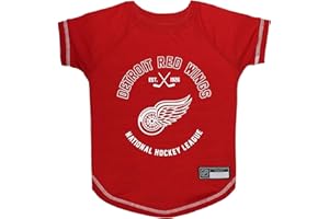 PETS FIRST NHL Detroit Red Wings Tee Shirt for Dogs & Cats, Large. - Are You A Hockey Fan? Let Your Pet Be An NHL Fan Too!