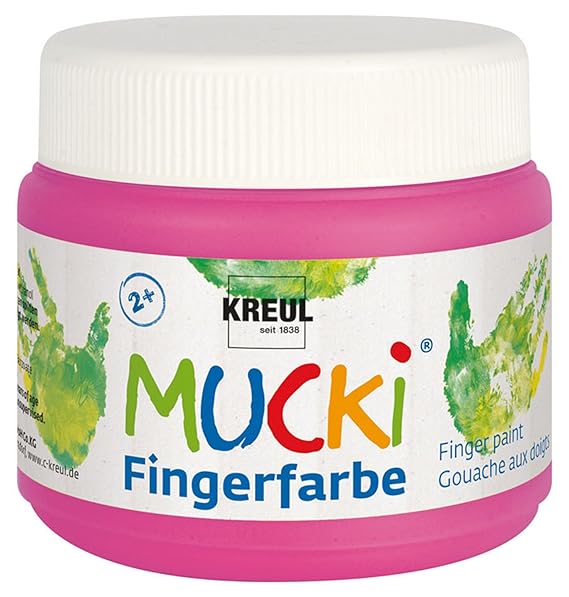 Kreul 23127 - Mucki leuchtkräftige Neon - Fingerfarbe auf Wasserbasis, parabenfrei, glutenfrei, laktosefrei und vegan, auswas