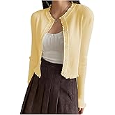 GORGLITTER Women's Lightweight Cardigan Trendy Long Sleeve Open Front Button Down Knit Cropped Cardigan Sweater 2026