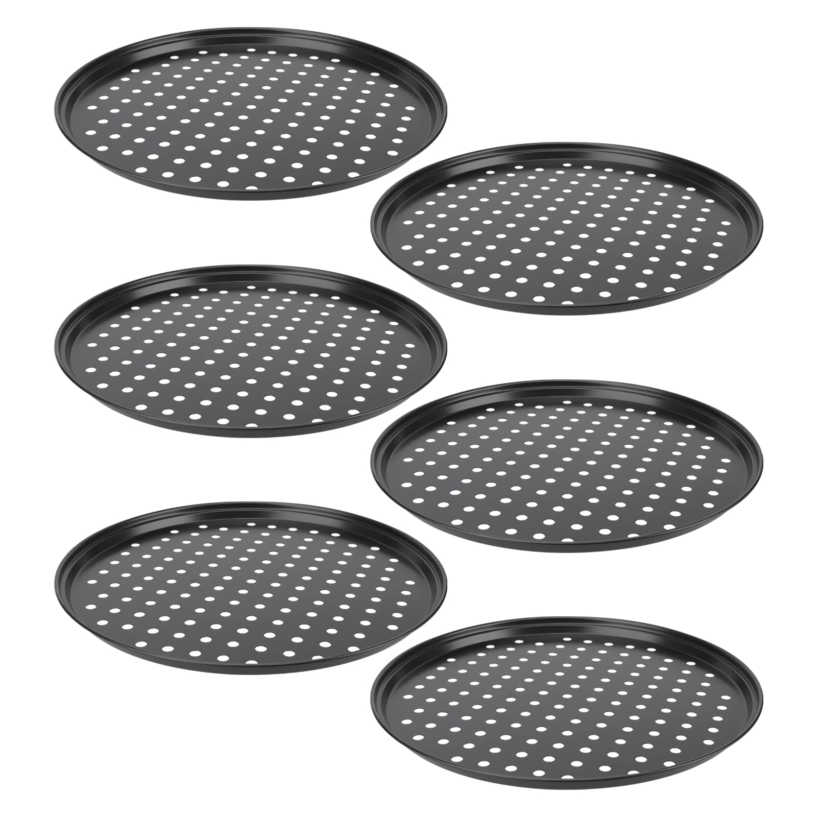 MANCHAP 6 PCS 12 Inch Pizza Tray, 32cm Non-Stick Pizza Pans with Holes, Round Pizza Crisper Pan Perforated Oven Tray for Restaurant Baking