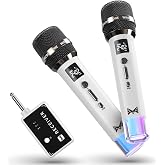 Wireless Microphones, Microphone with One-to-One Chip Connection and LED Lights, 40H Duration, 200FT Range Receiving, Volume Control Karaoke Microphone for Singing, Speech, Home Party, YouTube/TikTok