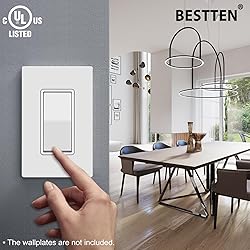 BESTTEN 10 Pack 3-Way Decorator Light Switch, 15A