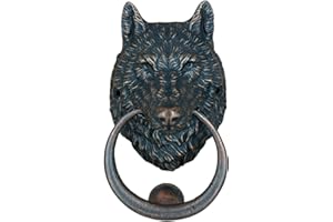 ANATOLICA Wolf Head Door Knocker,6.3 inches Tall,Solid Brass,Wolf Front Door Ornament(Antique Copper)