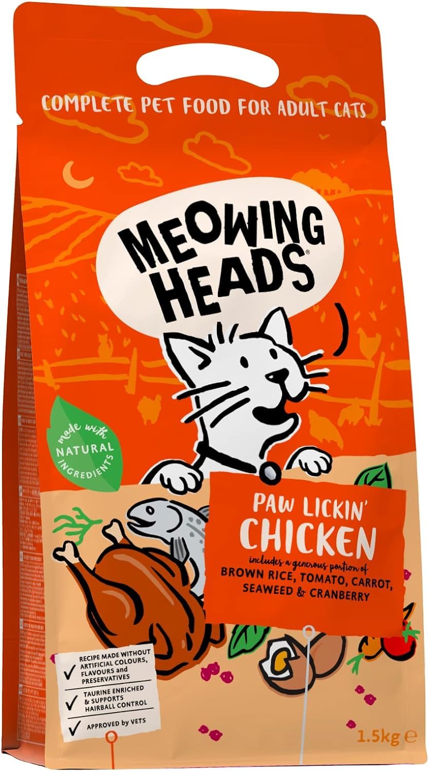 Meowing Heads Complete Dry Cat Food 1.5kg - Paw Lickin' Chicken - Vet Approved