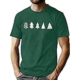 QAUN Christmas Shirts for Men Xmas Tshirt Merry Tops Casual Holiday Short Sleeve Tees