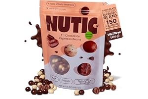 Nutic Chocolate Covered Espresso Beans - 1LB, Assortment of White, Milk & Dark Chocolate Coffee Beans - Bulk Espresso Candy for Rich Indulgence - A Coffee Lover's Delight - (Pack of 1)