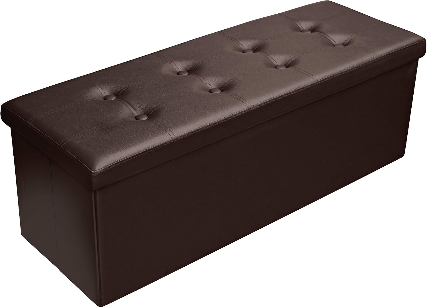 Nyxi Faux Leather 110 * 38 * 38 cm Brown Ottoman Foldable Storage Boxes Seat Foot Stool Storage Box with Lids for Kids Toys Bedroom