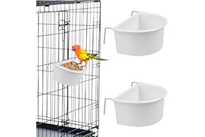 HKYLRAT Bird Feeder, 2 Pcs Plastic Bird Food Feeder Hanging with Hook, Bird Water Cage Accessories Cups for Parrots Small Bir