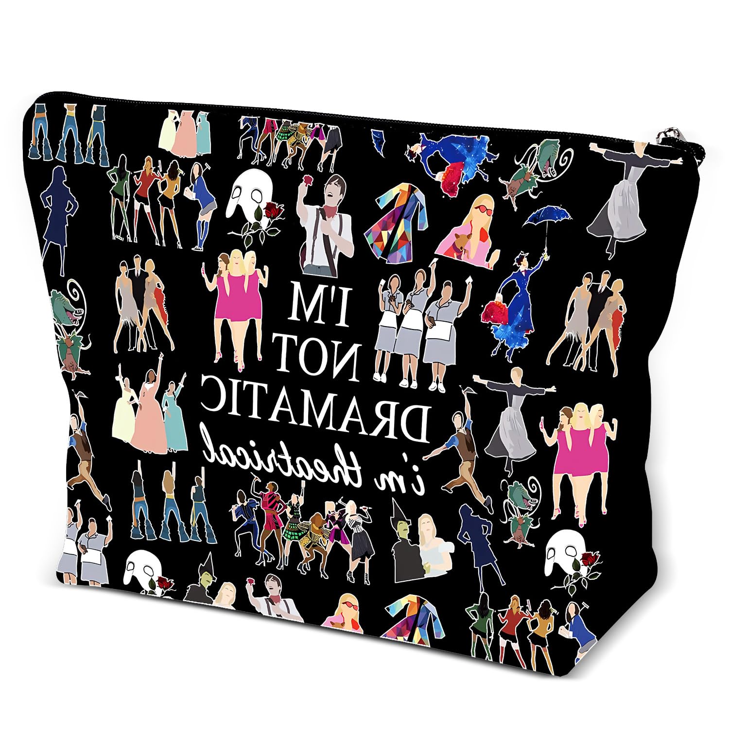 Broadway Musical Gift Makeup Bag Theatre Gifts Cosmetic Bag Musical Theatre Gifts I'm Not Dramatic I'm Theatrical Musical Zipper Makeup Pouch Theatre Fans Gift (Black)