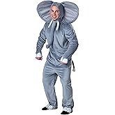 Adult Elephant Costume, Grey Animal One-piece, Jungle Safari Jumpsuit
