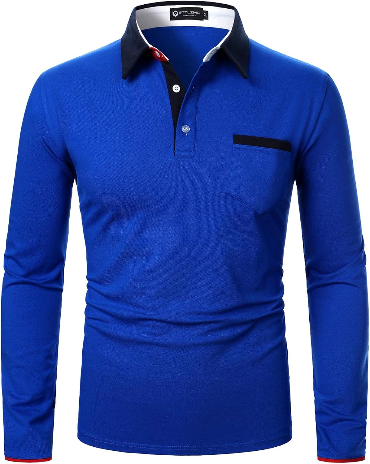 STTLZMC Men's Polo Shirts Long Sleeve Custom Fit Casual Cotton Basic