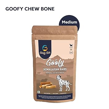 Goofy Tails Himalayan Gluten Free Grain Free Yak/Cow Milk Bars Veg Dog Chew Treat 150G (Medium)