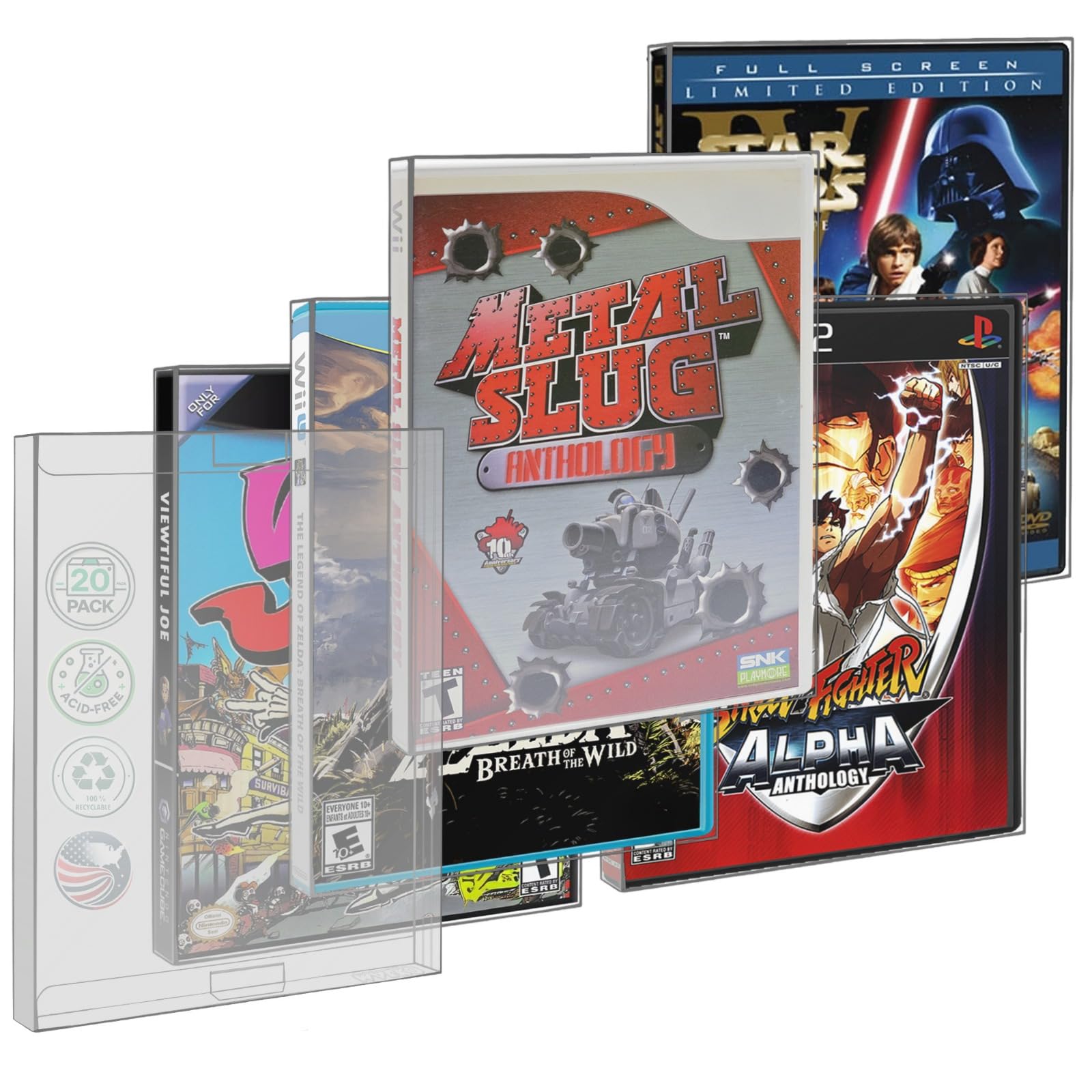 MALKO 10 Pack Video Game Protector Case Compatible with: PS2 | WII - WII U | Gamecube | Xbox & DVD Standard Case | Acid Free Protective Sleeve