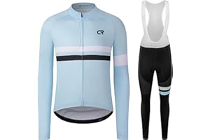 Coconut Ropamo CR Men's Cycling Clothing Set Long Sleeve Cycling Jersey Zipper Pocket Bike Outfit Cycling Bib Pants 3D Padded