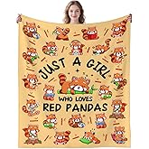 MOUND BOOM Red Panda Blanket Gifts for Girls Adults,Just A Girl Who Loves Red Pandas Throw Blankets,Funny Stuff Gifts for Animal Bamboo Lovers Women Teens 50"X40"