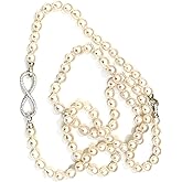 One of a KIND 8mm Real Cultured Pearl Necklace Freshwater Pearl Jewelry AustrianCrystal Diamond and Pearl Choker Necklace for women Japanese Akoya Pearls AAA Silver Gold HANDMADE Eternal Love Necklace