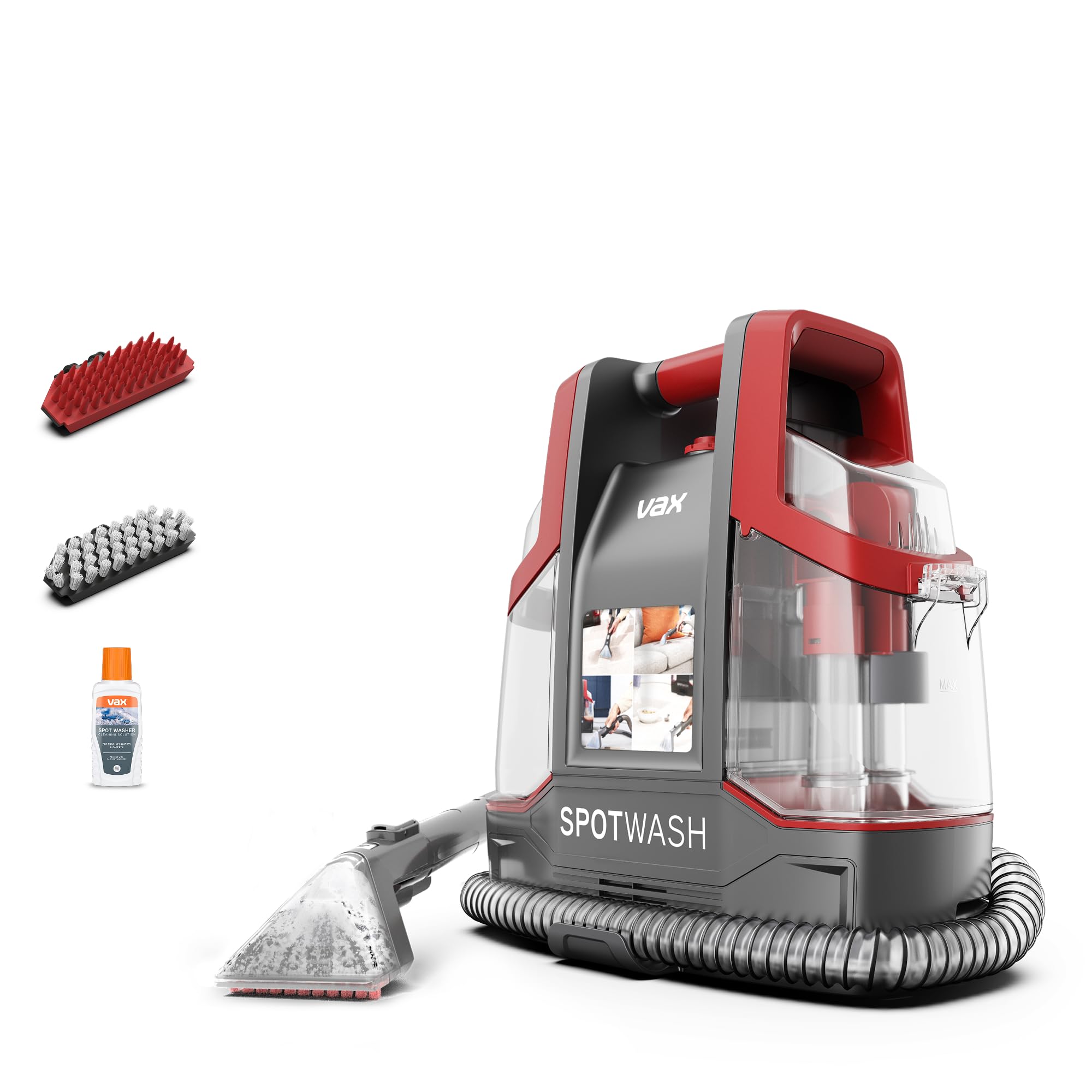 VAX SpotWash Spot Cleaner, For Stains, Spills & Pet Messes, Suitable for Car, Sofa, Upholstery, Carpet, Stairs. Compact, Powerful & Handheld cleaning machine with 250ml Vax Solution, CDCW-CSXS