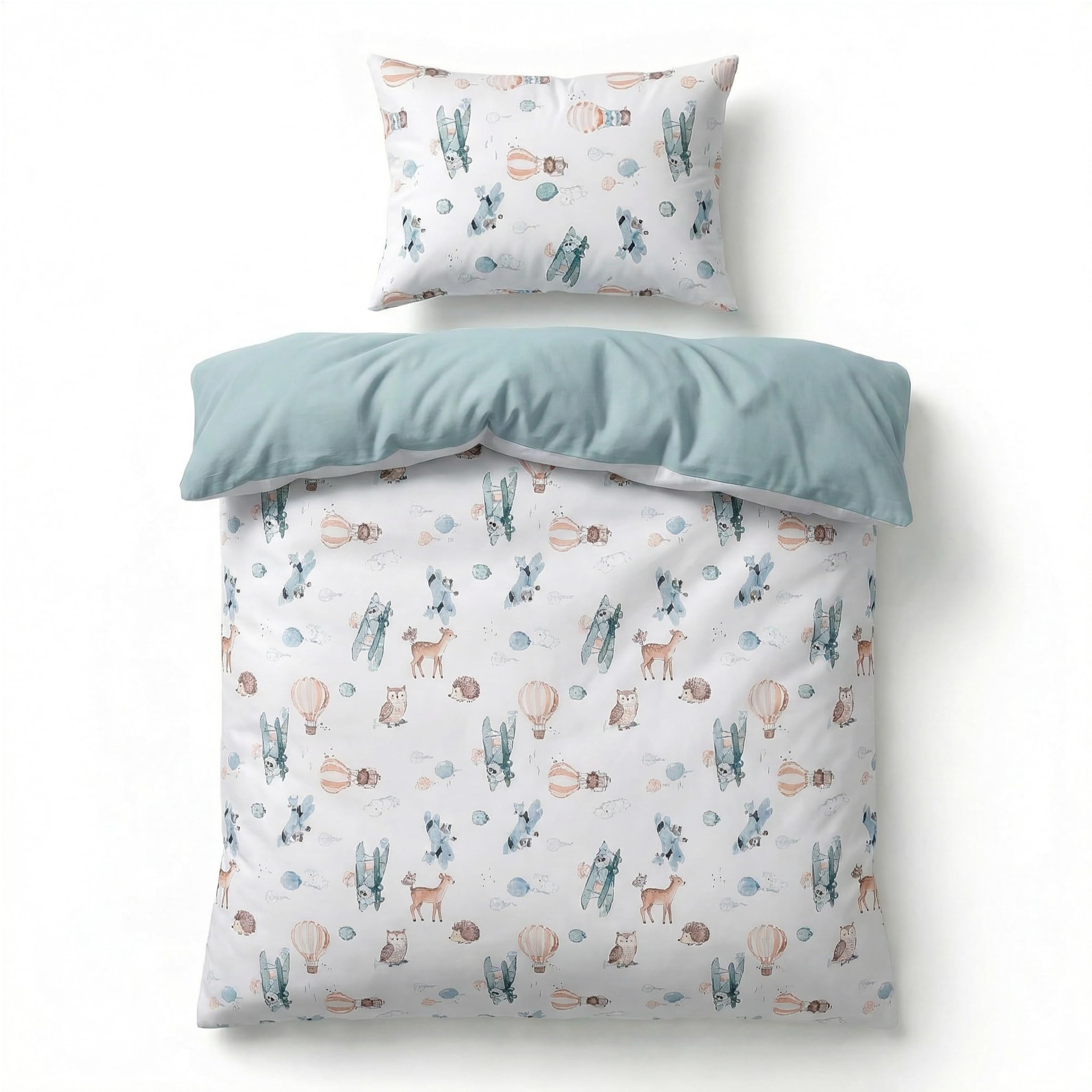 BABYSAFE Baby Cot Bed Duvet Cover Set Boys 120 X 90 with Toddler Pillowcase 40x60 Cm 100% Cotton - Toddler Duvet Cover Set in 100% Oeko-Tex Certified Cotton - Made in Europe