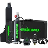 DEDEPU Mini Scuba Tank, 1L Dive Portable Lung Air Tank with Snorkel Mask, Underwater Breathing Diving Gear, Backup Air Cylinder Emergency Rescue Pony Bottle