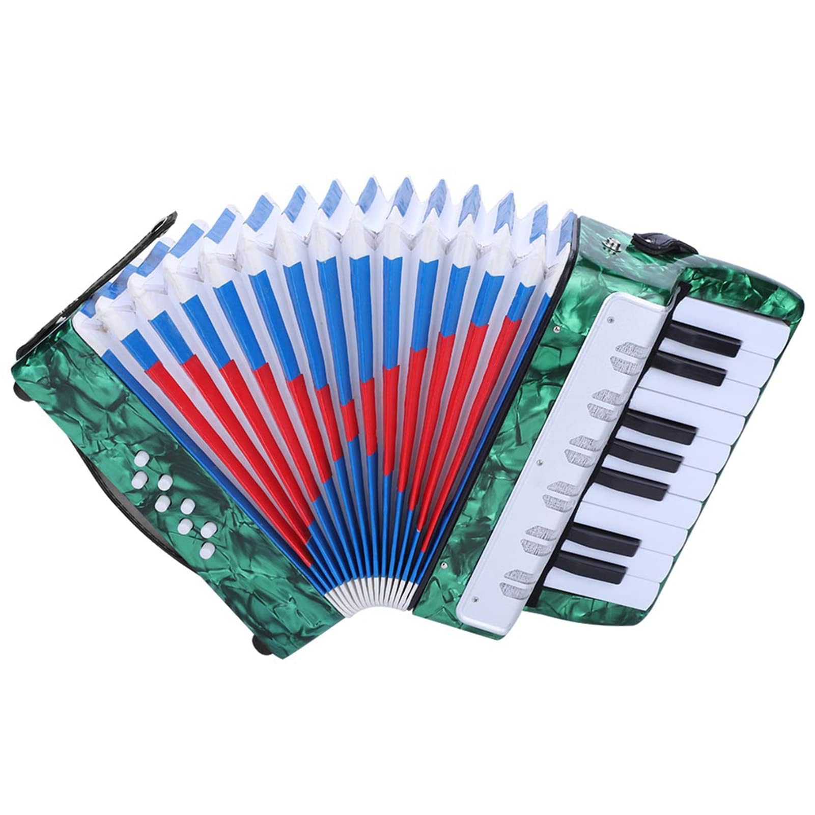 17 Keys 8 Bass Piano Celluloid Accordian, Accordion For Beginners Adults Accordion, 4 Colors Portable Concertina Accordion with Side Adjustable Stra, Mini Accordion Musical (Green)