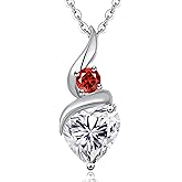 ANDSO Valentine's Day Gift Moissanite Heart Pendant Necklaces for Women, 925 Sterling Silver Necklace with Birthstone, Ideal Anniversary Present or Birthday Jewelry Gifts for Mom Wife Her Girlfriend