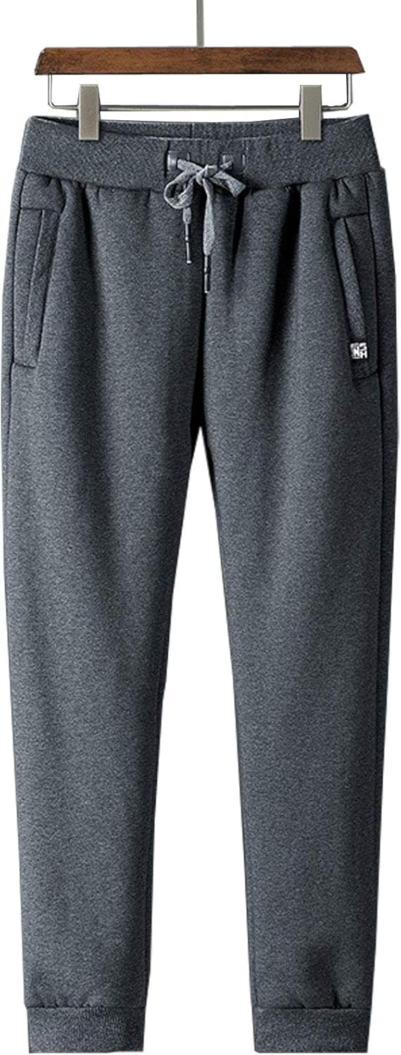 Flygo Men's Sherpa Lined Sweatpants Athletic Active Running Jogger