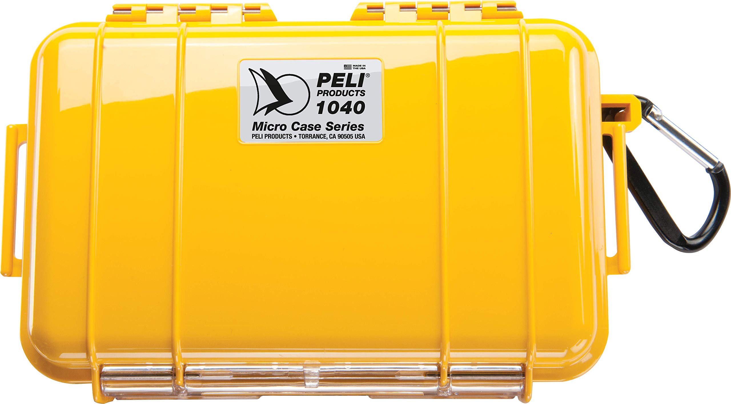 PELI 1040 Micro Case, Watertight Small Protective Case, IP67 Rated, 2L Capacity, Made in US, Yellow/Black Liner