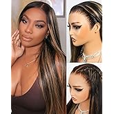 Arabella 13x6 Ombre Lace Front Wigs Human Hair Glueless Wigs Human Hair Pre Plucked Pre Cut 13x6 Ear-to-Ear HD Lace Wig 210% Density Highlight Straight Wig fb27# Drawstring Wig Human Hair 20 Inch