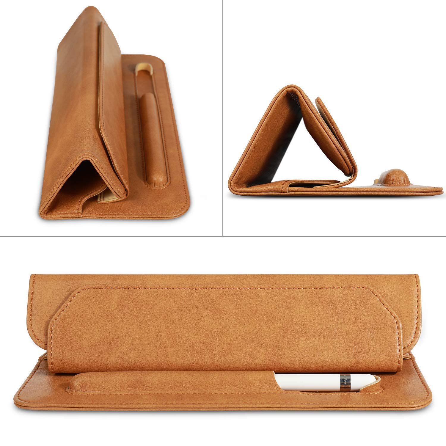 Hcyang iPad Mini 5 Case Leather Soft Microfiber Slim Leather Thin 7.9 inch Tablet Sleeve Bag with Pencil Holder Trifold Case for Apple iPad Mini 5th Generation 2019 Brown