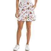 Zac & Rachel Women's New Millennium Plus Size Pull-On Skort, White/Bright Rose Multi, 20W