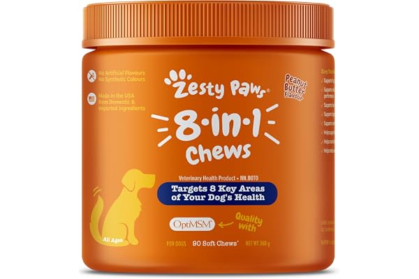 Zesty Paws 8-in-1 Dog Multivitamin Chewables - Digestive & Immune Support Dog Supplements - Support Skin, Heart & Liver Healt
