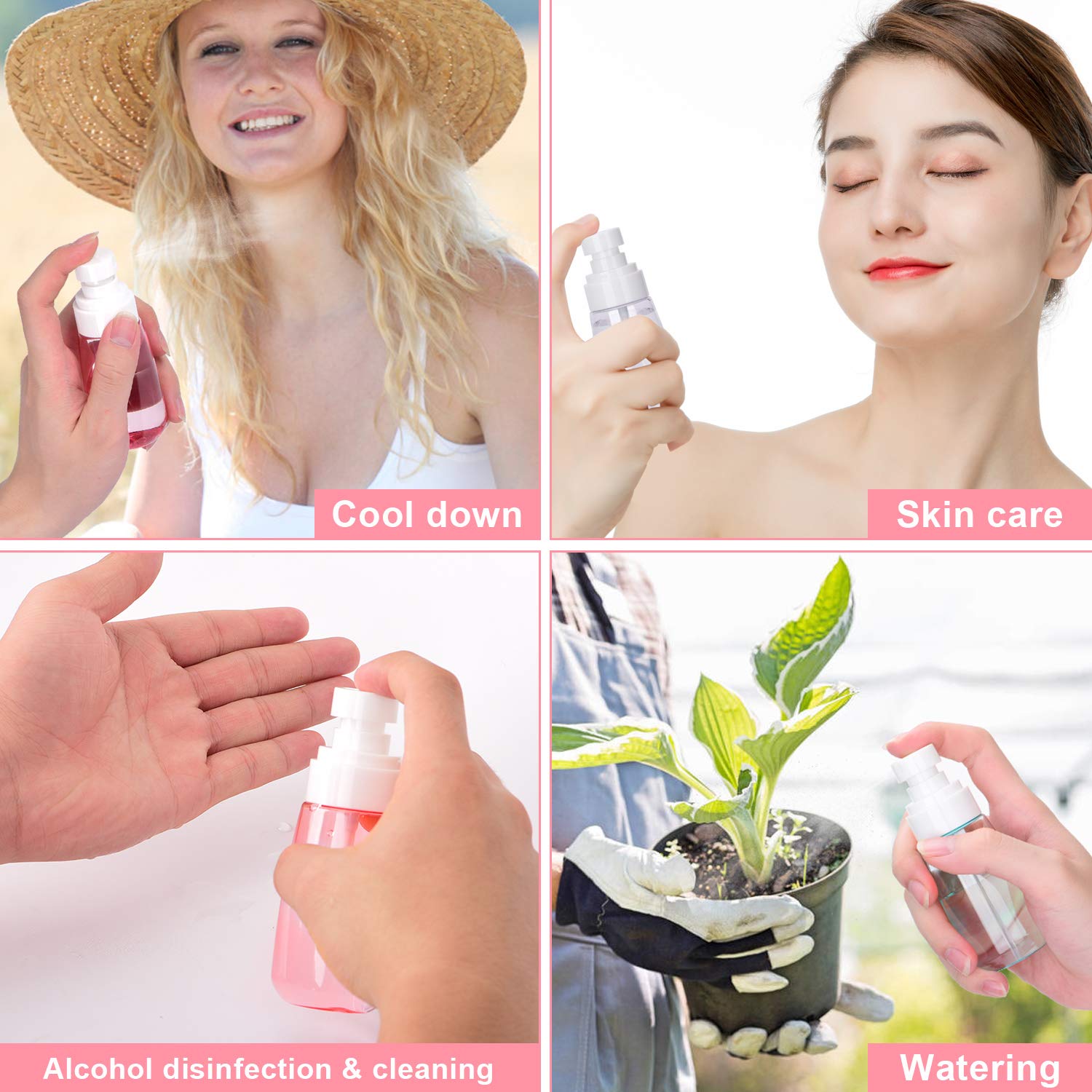 Plastic Spray Bottle, 3 Pack 60ml/2oz Spray Bottles, Fine Mist Spray Bottle for Travel and Home, Refillable Empty Mister Spray Bottles for Cleaning Products, Perfume, Essential Oils. : Beauty